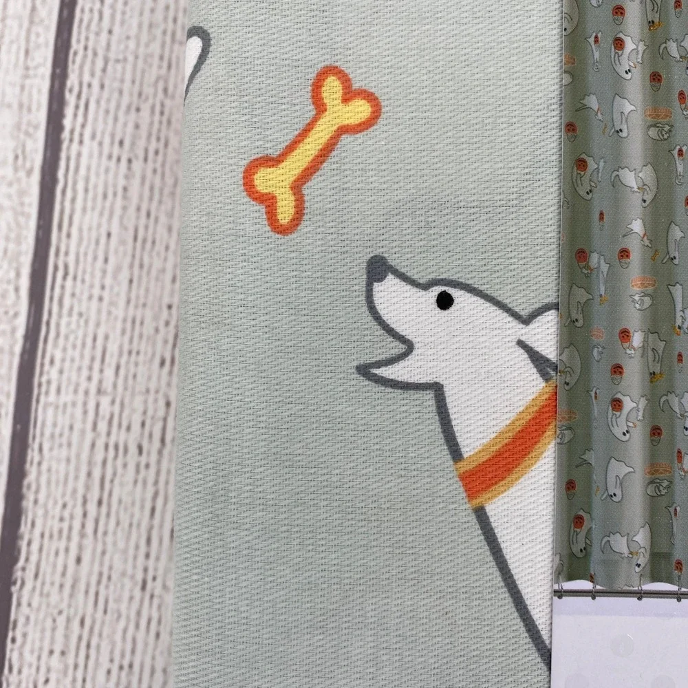 Isaac Mizrahi Shower Curtain Sage Green Halloween Ghost Dog Puppy Spooky Fall